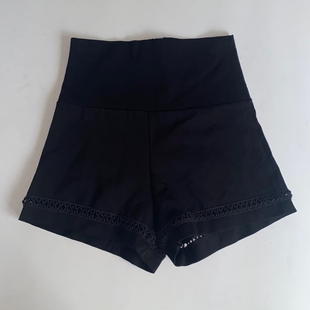 Fashion Nova Black High Waist Cut Out Lace Crochet Stretch Shorts in Medium